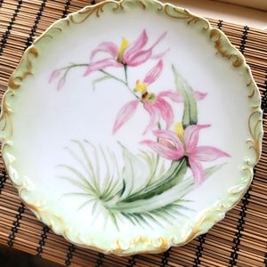 Antique T&V Limoges French Orchids Plate 8"